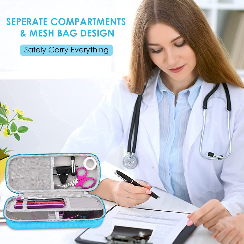 ZORBES Stethoscope Case Storage Case, Shockproof Travel Storage Bag for Littmann/Omron/ADC/Dixie EMS Stethoscope, with Extra Mesh Pockets for Small Accessories (Blue) ZORBES Stethoscope Case Storage Case, Shockproof Travel Storage Bag for Littmann/Omron/ADC/Dixie EMS Stethoscope, with Extra Mesh Pockets for Small Accessories (Blue)